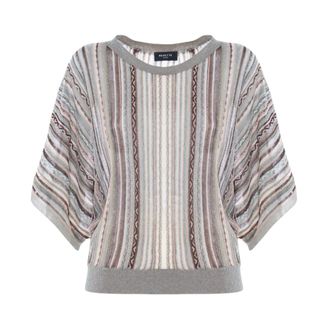Nenette Round-neck Knitwear, female, Multicolor, Size: XS Boxy Lightweight Knit with Zig-Zag Pattern