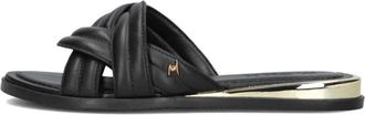 Mexx Twisted Strap Leather Slippers - Dames - Sandalen - Zwart - 38 EU - Leer - Schoenen
