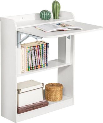 SoBuy Mesa Escritorio De Trabajo, Plegable Para Computadora Con Estantes De Almacenamiento 64 X 58 X 145cm Fwt92-h-w Sobuy Es