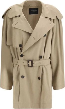 Balenciaga Jassen, Dames, Beige, M, Katoen, Cotton Trench Coat