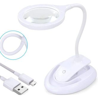 OEM Lupa Con Luz, L&aacute;mpara De Aumento 5x/10x Con Soporte Y Pinza, L&aacute;mpara De Escritorio Recargable Con Brillo Ajustable Para Lectura De Cerca, Pasatiempos,