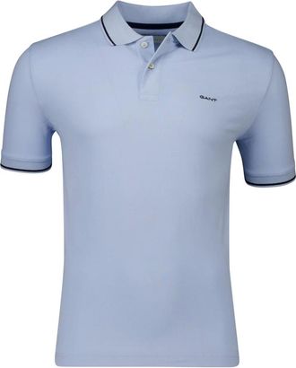 GANT Tops, Heren, Blauw, S, Katoen, Polo Shirt Korte Mouw Lichtblauw