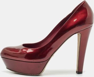 Sergio Rossi Burgundy Patent Leather Platform Pumps
