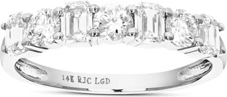 Vir Jewels 1 cttw Emerald and Round Lab Grown Diamond Wedding Band in 14K White Gold For Women