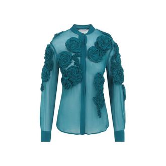 Dries Van Noten Blue Embellished Top