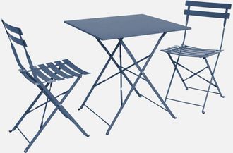 Sweeek Sweeek - Tavolo da giardino bistrot pieghevole in metallo con 2 sedie, 70x70cm