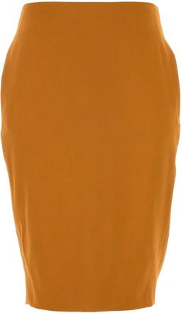 Saint Laurent Pastel Orange Stretch Viscose Blend Skirt