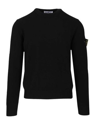 Stone Island Crew Neck Sweater Knitwear Nero-Uomo