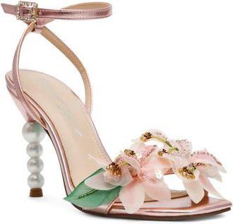 Betsey Johnson Kasie Beade Flower Ankle Strap Sandal in Light Pink at Nordstrom, Size 6.5