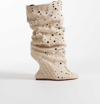 Azalea Wang Azalea Wang - Naomani - Sandali beige decorati stile stivale-Neutro