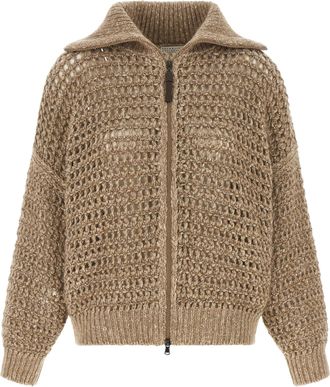 Brunello Cucinelli Beige Elastane Womens Cardigan