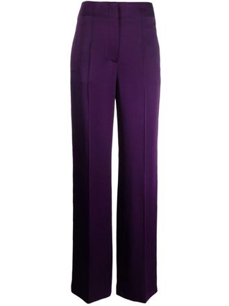 Alberta Ferretti pleat-detail straight-leg trousers - Purple