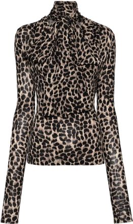 Blumarine Animalier-print blouse - women - Wool - 42 - Brown