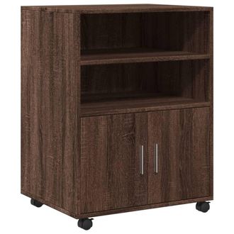 Berkfield Home Rolling Cabinet Brown Oak 60x48x81 cm Engineered Wood | Size: 60 x 48 x 81 cm