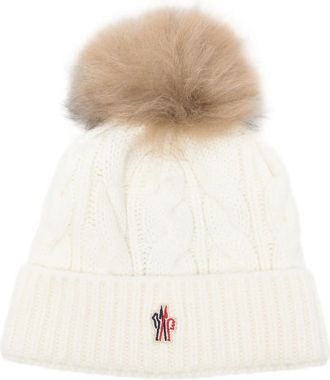 Moncler White Grenoble Knitted Beanie Cap