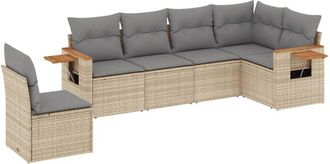 vidaXL Juego De Sof&aacute;s Jard&iacute;n Con Cojines 6 Pzas Rat&aacute;n Sint&eacute;tico Beige Vidaxl