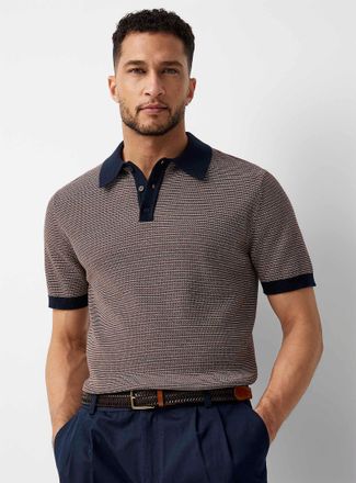 Le 31 Mens Retro stripe knit Polo Shirt