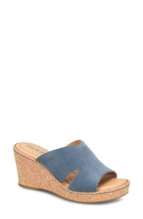 B&oslash;rn Sorine Platform Wedge Sandal in Dark Blue Suede at Nordstrom Rack, Size 8