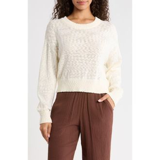 Marine Layer Sea Breeze Cotton Crewneck Sweater in Antique White at Nordstrom, Size X-Large