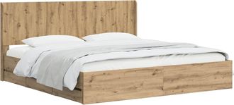 vidaXL Estructura De Cama Con Almacenamiento Y Cabecero Artisan Oak Vidaxl