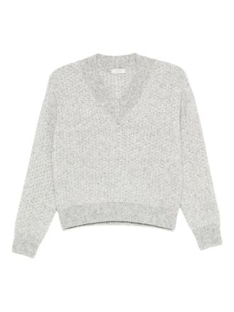 PESERICO V-neck sweater - women - Alpaca/Polyamide/Virgin Wool/Viscose/Metallised Fibres - 40 - Grey