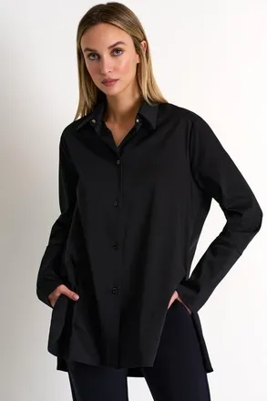 Shan Poplin Shirt Tunic in Black at Nordstrom, Size 10