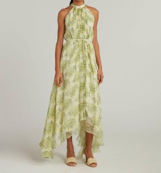 Saloni Irinia Dress In Terrarium Lemon