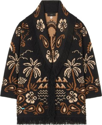 Alanui Black Palm-tree Fringe Cardigan