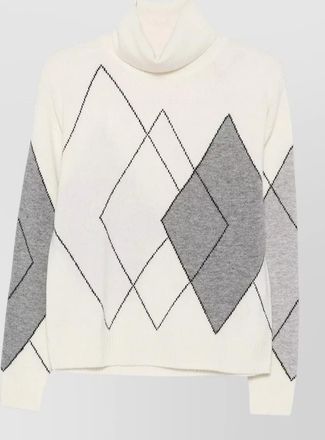 Seventy Venezia wool cashmere argyle turtleneck sweater