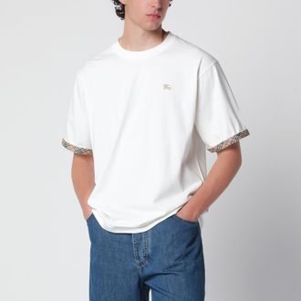 Burberry Cotton jersey T-shirt with Check trim in chalk