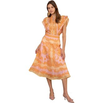Hale Bob Winslow Linen Organza Skirt in Pink at Nordstrom, Size X-Large