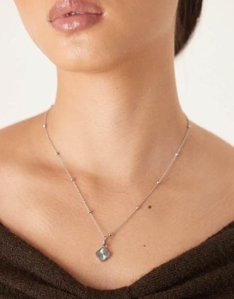 Abbott Lyon Collana argentata zigrinata con quadrifoglio in acciaio inossidabile-Argento