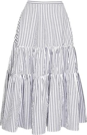 byTiMo Womens Seersucker Midi Skirt In Marine Stripe