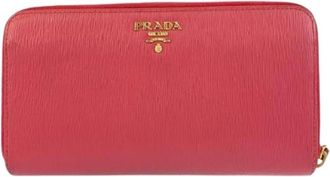 Prada Pre-owned Wallets, female, Pink, Size: ONE SIZE Pre-owned Saffiano Leather Long Wallet