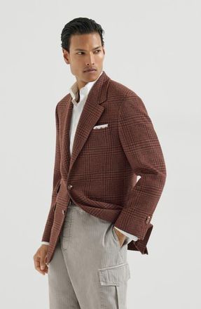 Brunello Cucinelli Cashmere Prince of Wales Cavallo Tailor blazer in Grey at Nordstrom, Size 50