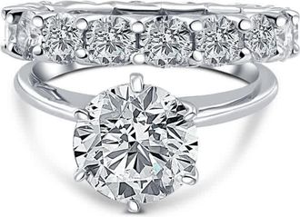 Pompeii3 Certified 7Ct Diamond Engagement Eternity Wedding Ring Lab Grown White Gold Size: 7