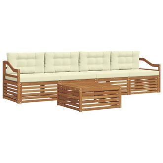 vidaXL Conjunto De Sof&aacute;s De Exterior Con Coj&iacute;n 5 Pcs Natural Y Crema Vidaxl