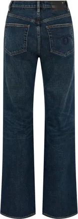 R13 Womens Wide-Leg Jeans Blue Cotton