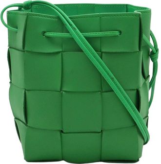 Bottega Veneta Green Maxi Intrecciato Leather Small Bucket Bag (Authentic Pre- Loved)