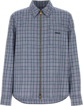 Versace Blue Regular Checks Shirt