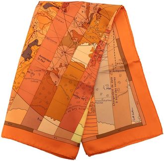 Herm&egrave;s Pre-owned Hermes Le Monde Est Vaste Silk Scarf 90 Ladies QQ4EI6GWRCNKO29W