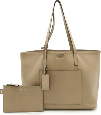 Prada Beige Leather Pouch Shoulder Bag Tote Bag (Pre-Owned)