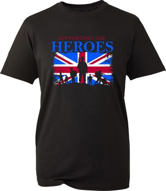 Generic Supporting The Heroes British Veteran T-Shirt UK Flag Forces Support Remembrance Day Unisex Gift Tee Top (Black, 4XL)