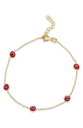 Savvy Cie Jewels Evil Eye Bracelet in Red/Yellow Gold at Nordstrom Rack
