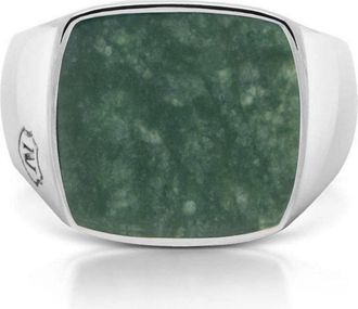 Nialaya Silver Signet Ring in Silver /African Turquoise at Nordstrom, Size 14