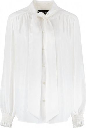 Moschino Womens Pleated Satin Blouse In Ivory