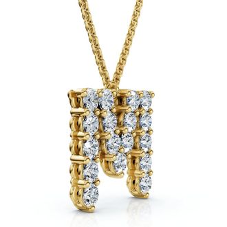 Pompeii3 1Ct Diamond Initial M Pendant 14k Gold 18 Necklace Lab Grown 5/8 Tall