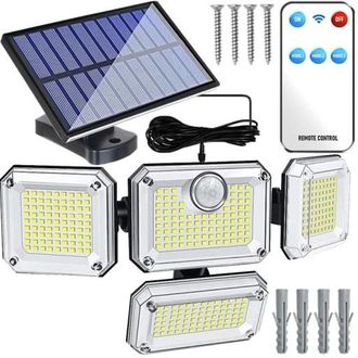 OEM L&aacute;mpara Solar Led 4 En 1 Para Exteriores, Con Sensor De Movimiento Y Encendido Autom&aacute;tico Al Anochecer + Control Remoto