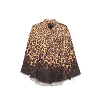 R13 Leopard-print Frayed Shirt