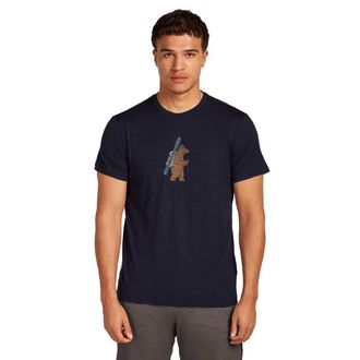 Icebreaker Mens Merino 150 Tech Lite Short Sleeve Tee Bear Tour, Midnight Navy, S